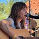 Photos of crowd and band at the Davis Music Festival in downtown Davis