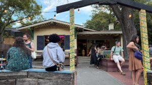 The patio at Delta of Venus in Davis on the night of its farewell party