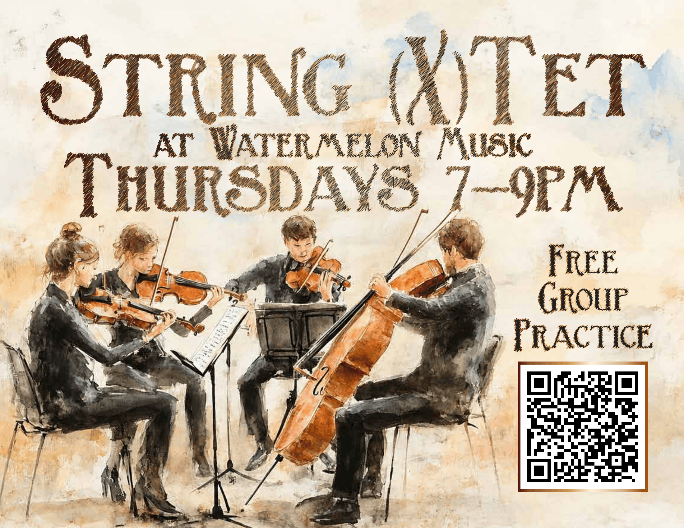 String (X)Tet flyer, Bright Bear Workshop at Watermelon Music