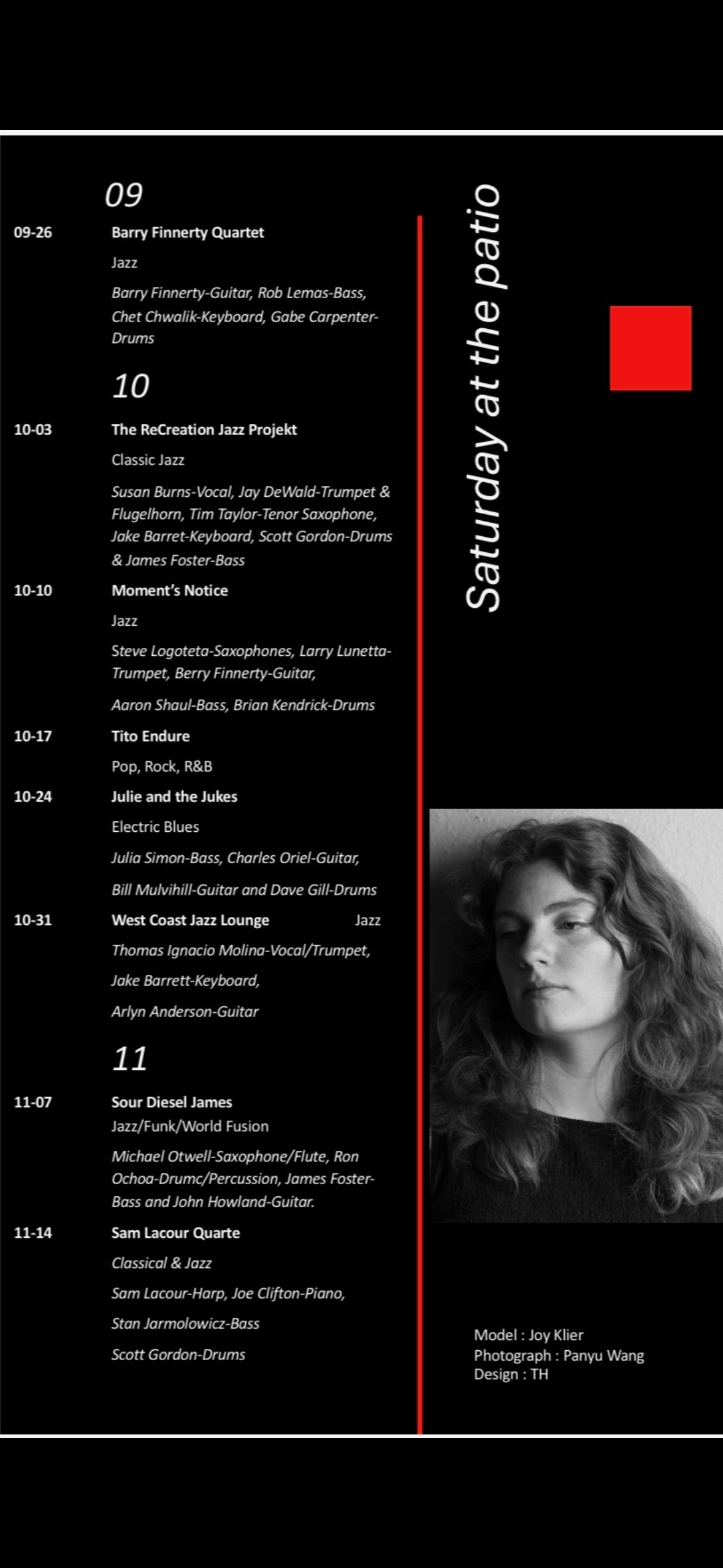 Saturday at the Patio fall lineup flyer for Cloud Forest Cafe, listing West Coast Jazz Lounge